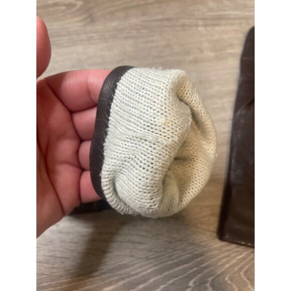 Vintage 80s 90s Brown Leather Ladies LIned Gloves Sz S - Picture 3 of 6